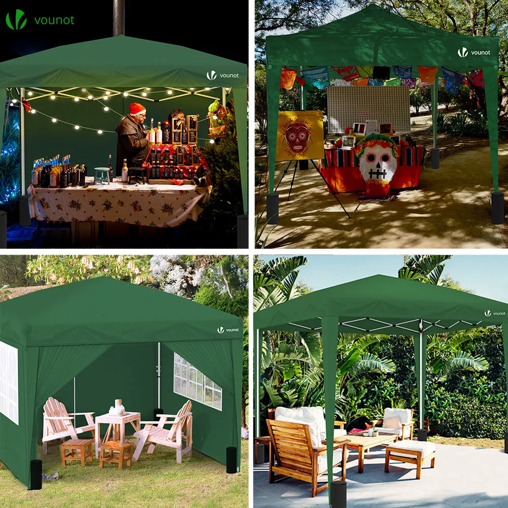 VOUNOT 3m x 3m Pop Up Gazebo with Sides & 4 Weight Bags & Carry Bag, Green